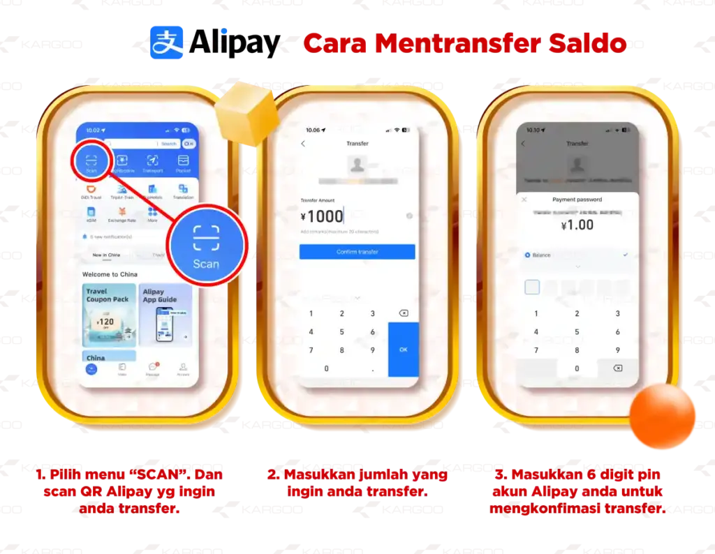 cara transfer saldo alipay