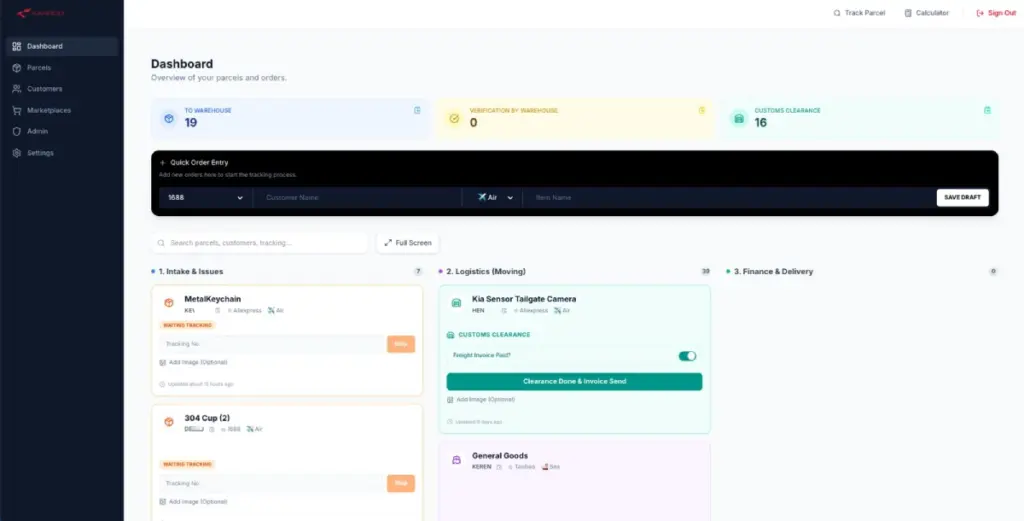 gambar dashboard kargoo id untuk jasa import dari china